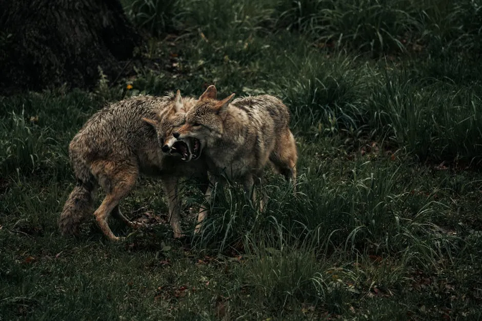Two Playful Coyotes